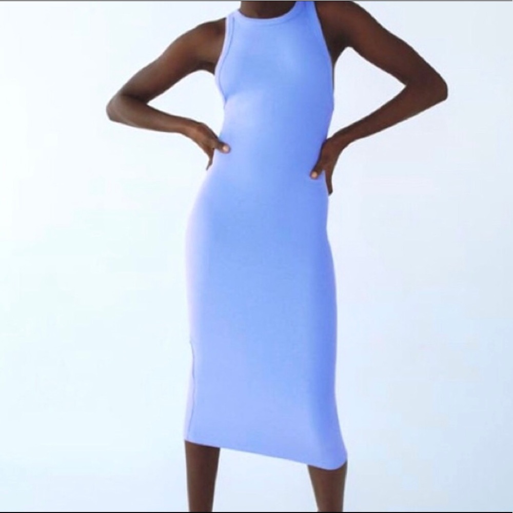 Zara tank ribbed periwinkle midi dress
